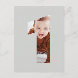 Invitation Carte Postale Photo minimaliste 1er anniversaire COULEUR PERSONN