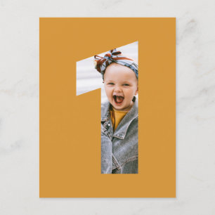 Invitation Carte Postale Photo minimaliste 1er anniversaire COULEUR PERSONN