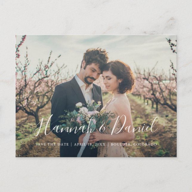 Invitation Carte Postale Photo moderne en blanc sur mesure Enregistrer la d (Devant)