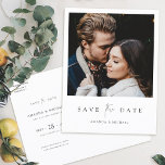 Invitation Carte Postale Photo moderne minimaliste Sauvegarder la date Mari<br><div class="desc">Ce mariage photo simple et chic, à l'exception de la date modèle de carte postale, présente un design élégant, minimaliste et moderne. Parcourez notre boutique pour trouver des versions de ce design avec Enregistrer le texte de la Date dans d'autres couleurs, et dans un format de carte plat, aussi! L'avant...</div>