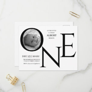 Invitation Carte Postale Photo personnalisable pour le premier anniversaire