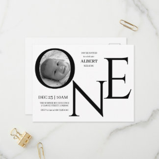 Invitation Carte Postale Photo personnalisable pour le premier anniversaire
