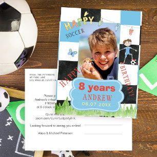 Invitation Carte Postale Photo personnalisée enfants soccer fête d'annivers