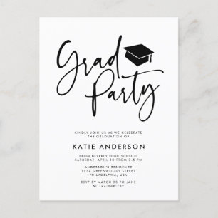 Invitation Carte Postale Photographie de fête de fin d'études de calligraph
