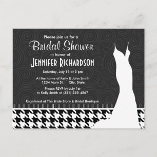 Invitation Carte Postale Pied-de-poule noir et blanc