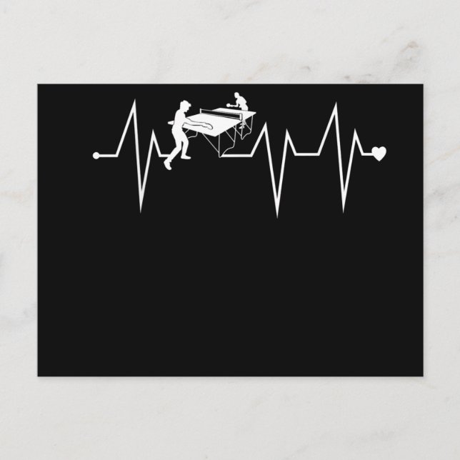 Invitation Carte Postale Ping Pong Table Tennis Heart beat pouls rate (Devant)