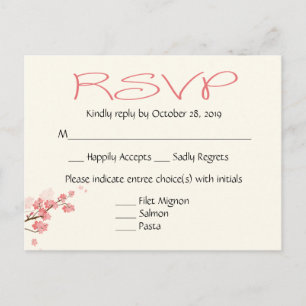 Invitation Carte Postale Pink Cherry Blossoms Party de mariage RSVP Post Ca