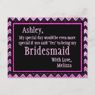 Invitation Carte Postale Pink Chevron - Serez-Vous Ma Femme D'Accueil ?