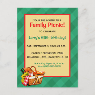 Invitation Carte Postale Pique-nique familial éditable Fête d'anniversaire