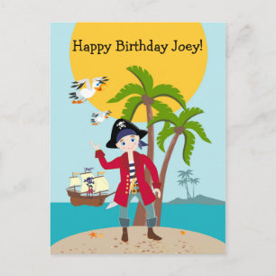 Invitation Carte Postale Pirate kid birthday