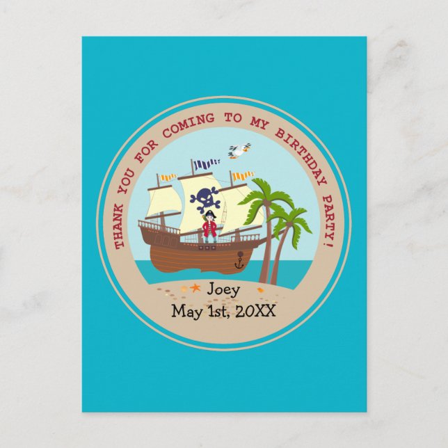 Invitation Carte Postale Pirate kid birthday (Devant)
