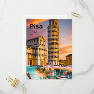 Invitation Carte Postale Pisa Italy Travel Postcard, Pisa Travel Art Postca