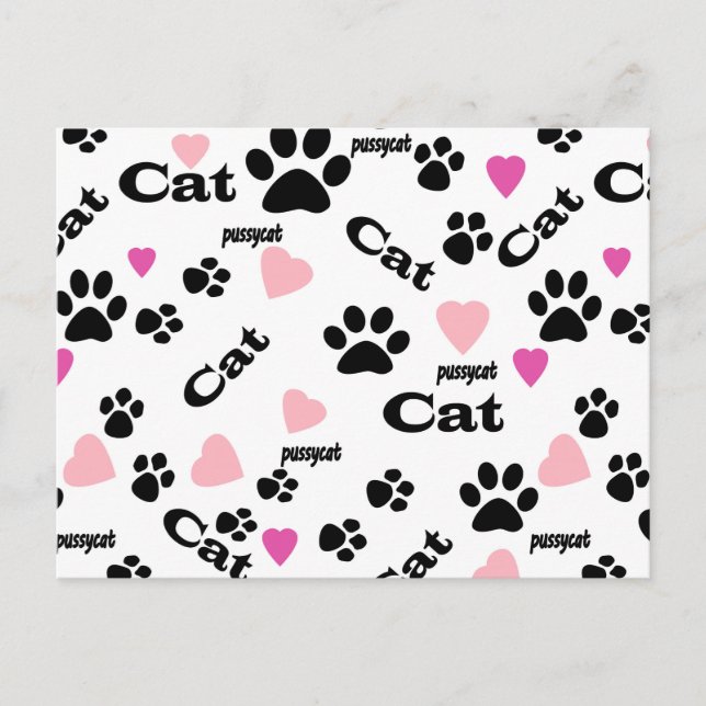 Invitation Carte Postale Pistes de chat (Devant)