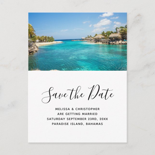 Invitation Carte Postale Pittoresque Tropical Beach Island Enregistrer la d (Devant)