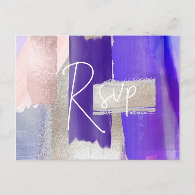 Invitation Carte Postale PixDezines Aquarelle violette RSVP avec choix de r (Devant)