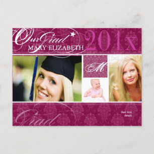 Invitation Carte Postale PixDezines do-it-yourself couleur, Damask Graduati