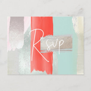 Invitation Carte Postale PixDezines Moderne Coral Seafoam RSVP avec choix d