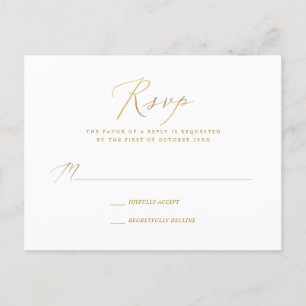 Invitation Carte Postale PixDezines or Tone Elegant Calligraphie RSVP