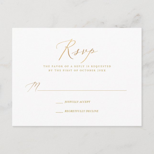 Invitation Carte Postale PixDezines or Tone Elegant Calligraphie RSVP (Devant)