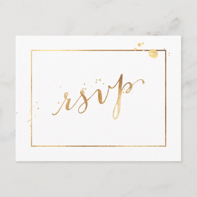 Invitation Carte Postale PixDezines RSVP/FAUX GOLD/FUN SCRIPT/do-it-yoursel (Devant)