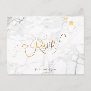 Invitation Carte Postale PixDezines RSVP/FAUX OR/MARBLE
