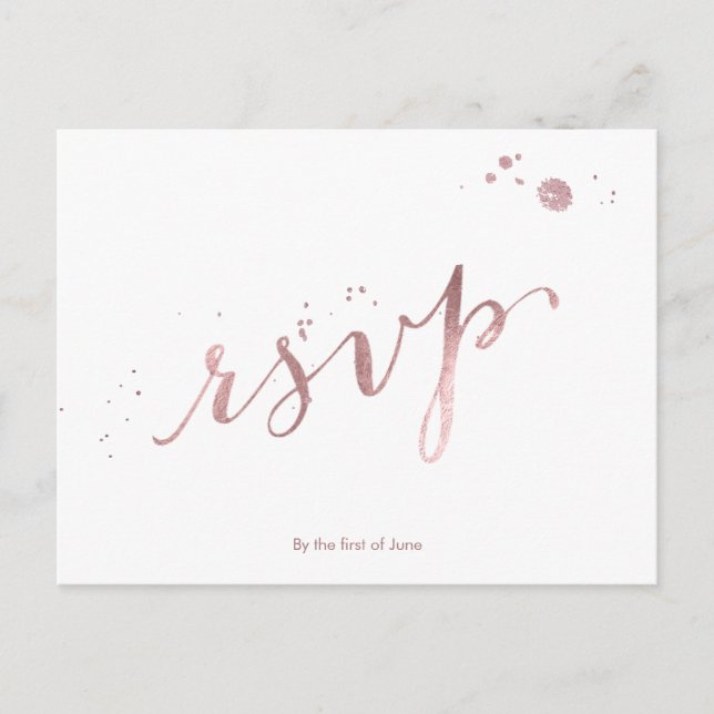 Invitation Carte Postale PixDezines RSVP/FAUX ROSE OR FOIL/SCRIPT FONT (Devant)