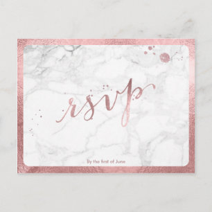 Invitation Carte Postale PixDezines RSVP/FAUX ROSE OR/MARBLE