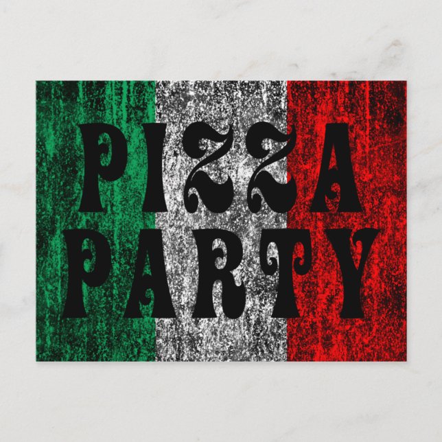 Invitation Carte Postale pizza party (drapeau italien) (Devant)