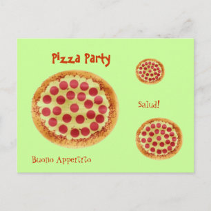 Invitation Carte Postale pizza, pizza, pizza, partie de pizza, Salud ! ,