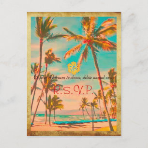 Invitation Carte Postale Plage hawaïenne vintage de PixDezines/turquoise
