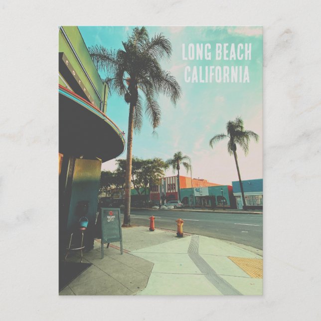 Invitation Carte Postale Plage Long Style Retro Californie (Devant)
