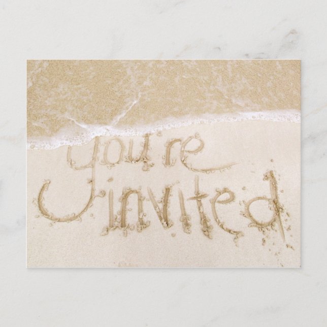 Invitation Carte Postale Plage Mariage Nuptiale Douche Invitation—Sable & M (Devant)