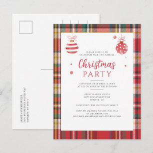 Invitation Carte Postale Plaid Russe annuel fête de Noël d'entreprise