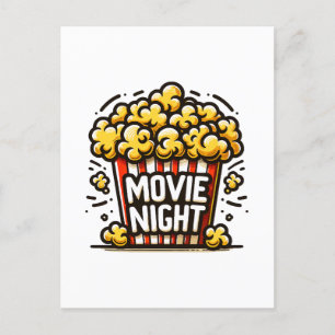 Invitation Carte Postale Plaisir de soirée cinéma Popcorn ludique