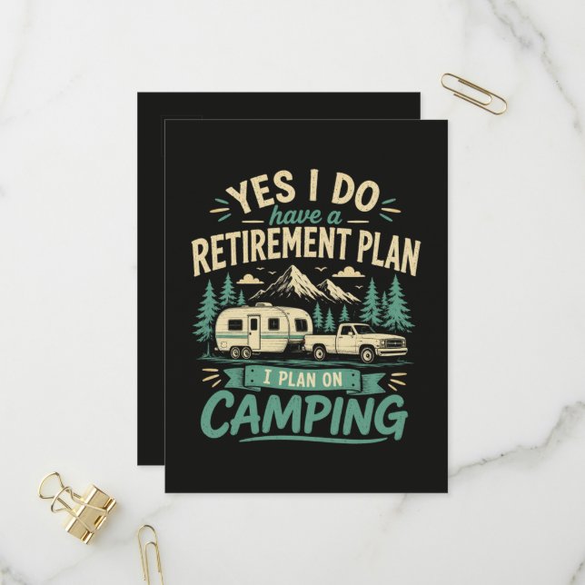 Invitation Carte Postale Plan de retraite de camping (Devant/Arrière en situation)
