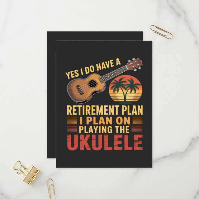 Invitation Carte Postale Plan de retraite Ukulele Drôle (Devant/Arrière en situation)