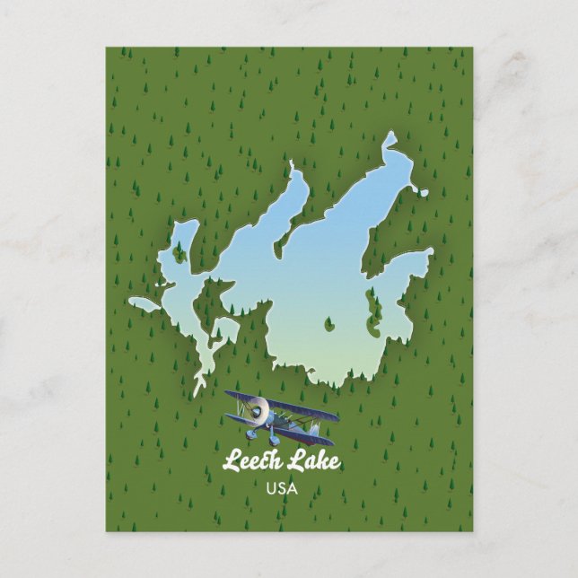 Invitation Carte Postale Plan de voyage du lac Leech (Devant)