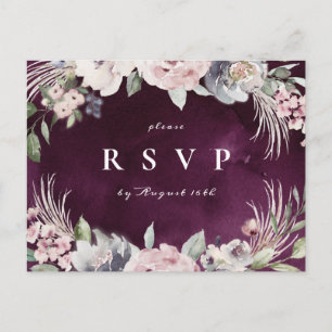 Invitation Carte Postale Plum et boho rose poussiéreux mariage rustique flo
