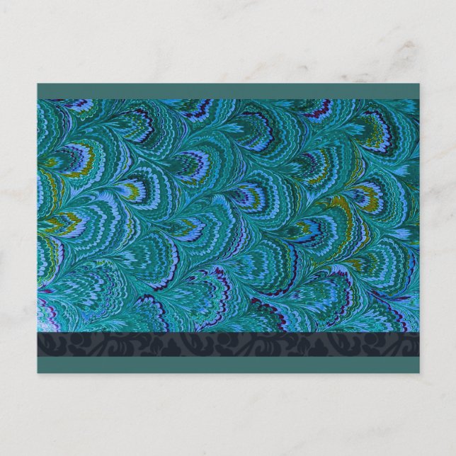 Invitation Carte Postale Plumes Aqua Peacock RSVP (Devant)