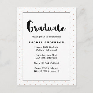 Invitation Carte Postale Points d'or Faux Noir et Blanc