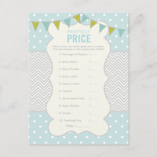 Invitation Carte Postale Pois et Chevron - Baby shower Game
