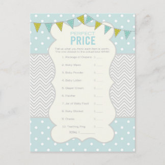 Invitation Carte Postale Pois et Chevron - Baby shower Game