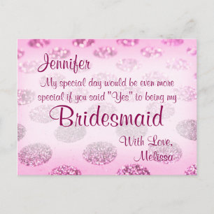 Invitation Carte Postale Pois rose   Serez-Vous Ma Femme D'Accueil ?