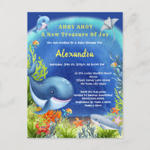 Invitation Carte Postale Poisson tropical sous la mer Baby shower bébé