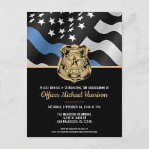 Invitation Carte Postale Police Academy Graduation Party Police