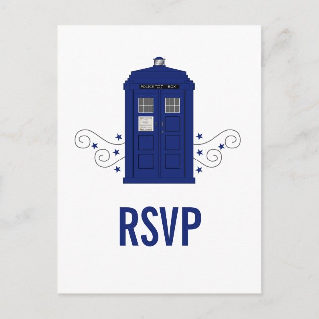 Invitation Carte Postale Police Box RSVP Postcard v3 (Devant)