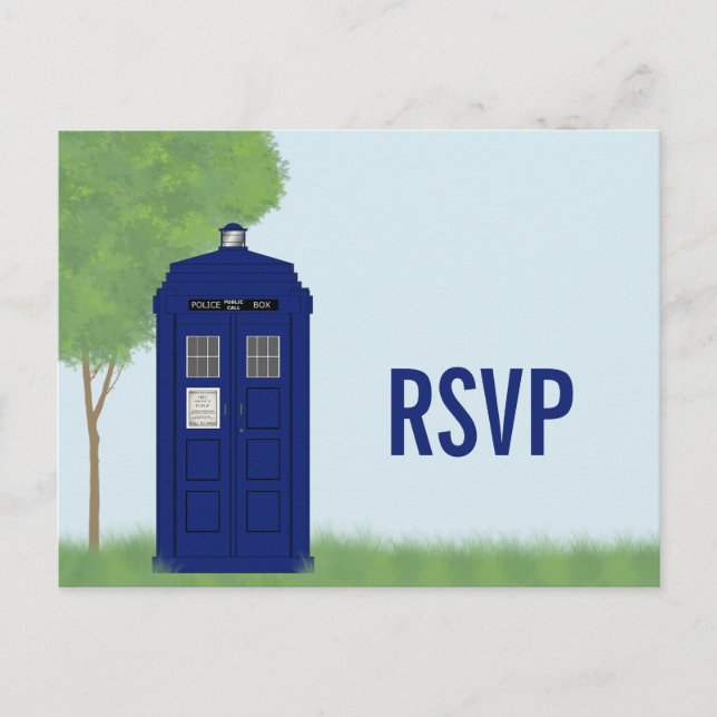 Invitation Carte Postale Police Box RSVP Postcard v4 (Devant)