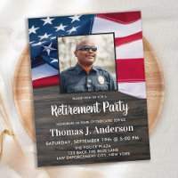 Police Officer Retirement Photo American Flag Invi