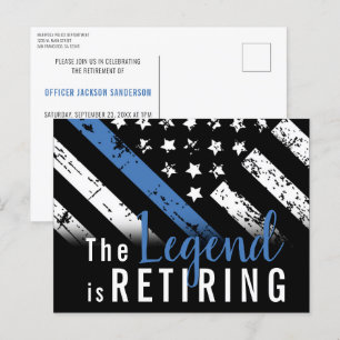 Invitation Carte Postale Police Retraite Ligne bleue Drapeau Application de