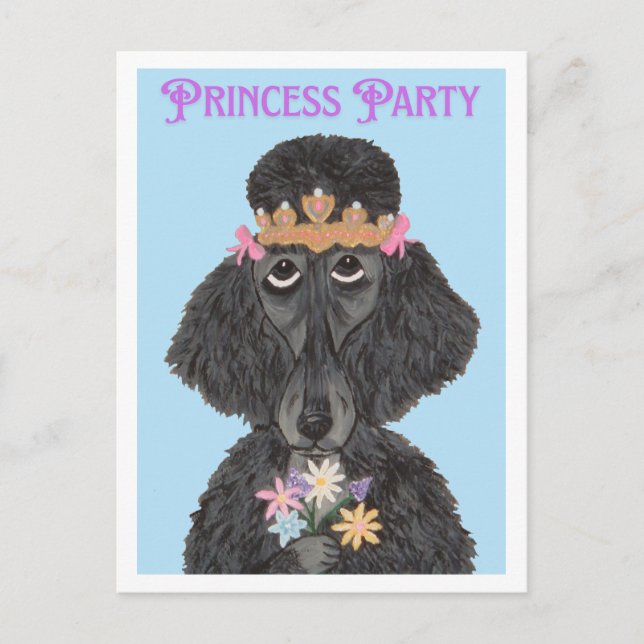 Invitation Carte Postale Poodle de fête de princesse (Devant)